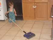 cleaning the floor