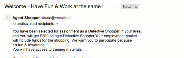 detective shopper scam