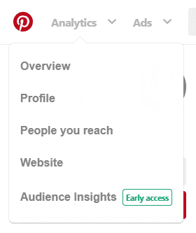 pinterest analytics dropdown