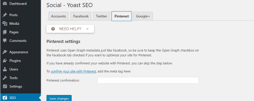 yoast verify pinterest