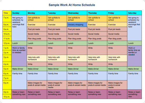 work at home schedule sample