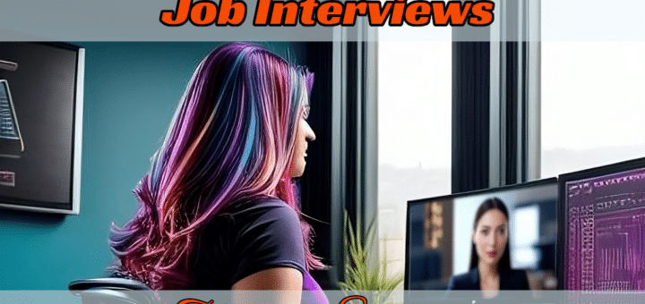 Preparing For Remote Job Interviews: Tips And Strategies. Woman with colorful hair in remote job interview