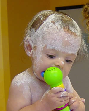 after casting - chewing on a toy